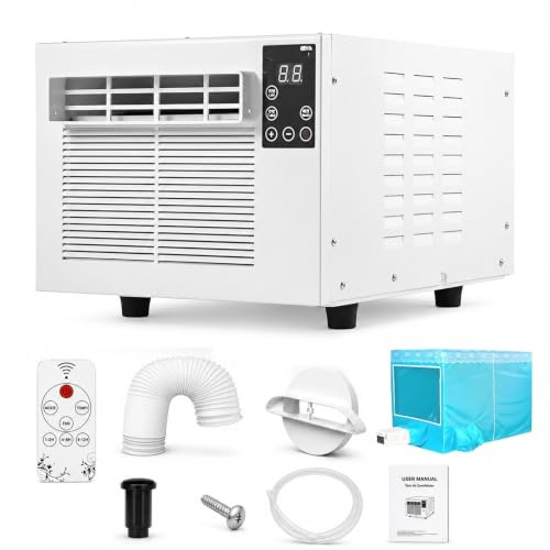 Condizionatore Portatile per Tenda Campeggio, Climatizzatore 280W 1881 BTU Mini AC con Compressore, Basso Consumo, Silenzioso 45dB, Deumidificatore, per Camper, Caravan, Piccoli Spazi, Van