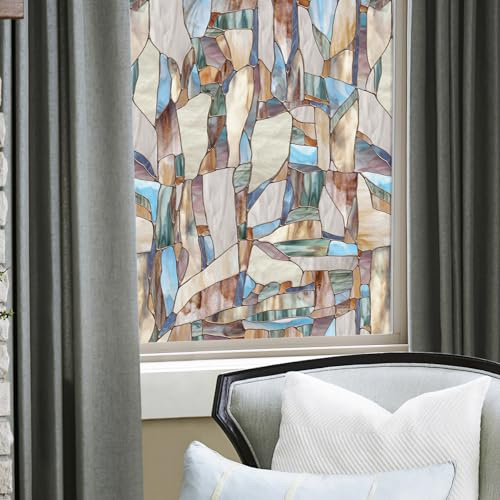 Artscape Mesa 61 x 91 cm Window Film – Provides Privacy, Non-Adhesive, Colorful Stained Glass Pattern, UV Protection, Easy to Apply and Removable