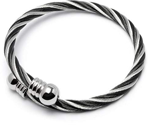 Schmuck-Checker Flexibler 316L Edelstahl Stahlseil Armreif silber schwarz gold roségold Damen Herren Geschenk Armspange hochwertiges Armband