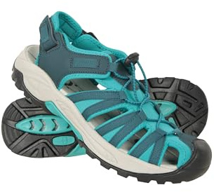 Mountain Warehouse Seaside Le Drainage Shandals - été léger Sandals, Chaussures d'attache de Scratch, Chaussures du néoprène, Drainage Outsole des Femmes Sarcelle 39