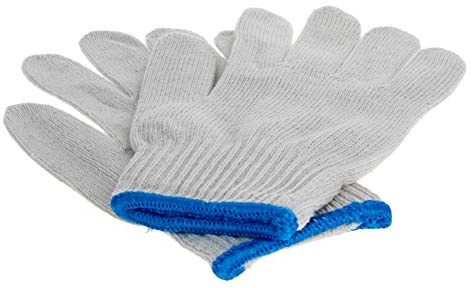 Othmro 12 Paar Weiße Handschuhe mit blauem Rand, waschbarer Handschuh, Baumwollhandschuhe, nahtlos Arbeitshandschuhe, schützende industrielle Arbeitshandschuhe, gut für Holzarbeiter, Fabrikarbeiten