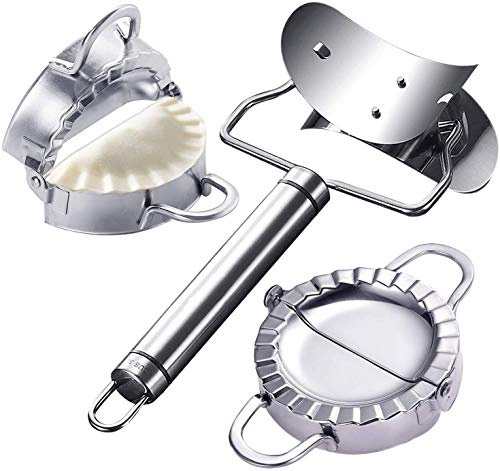 3 Pcs Stainless Steel Dumplings Maker Wrapper Mold Dough Ravioli Skin Press Cutter for Home Kitchen