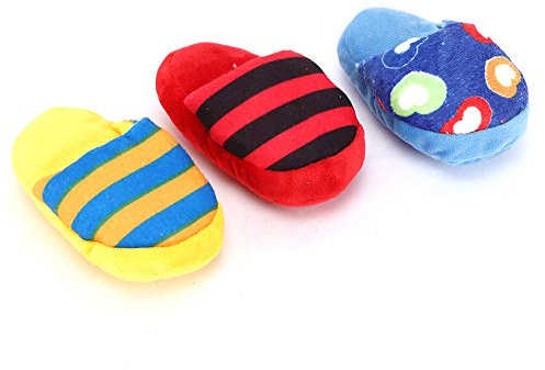 Fdit 3PCS Dog Squeaky Toys Juguetes para Masticar Perros Juguete de Peluche para Perros Chew Toy Pet Slipper Shape Sonando Dientes Limpieza de Limpieza Chewing Biting Toy para Cachorros