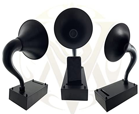 Gramophone nautique avec belle finition noire | Gramophone pour smartphones amplificateur de musique haut-parleur | Décoration de table/dessus de bureau/maison/bureau Cadeau pour la fête des pères