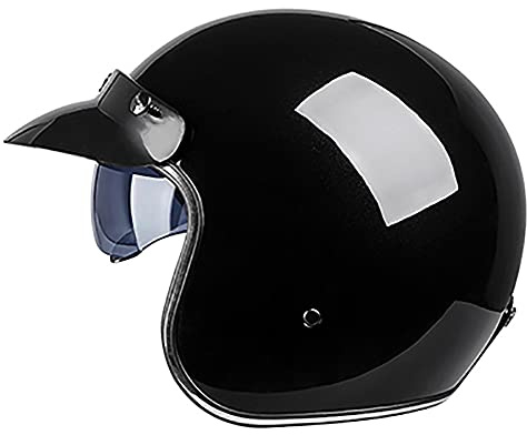 Woljay Retro Motorradhelm 3/4 Jethelm Halbhelme Motorrad Jethelm mit Schild Sonnenblende für Männer Frauen Erwachsene ECE 22/05 DOT Approved