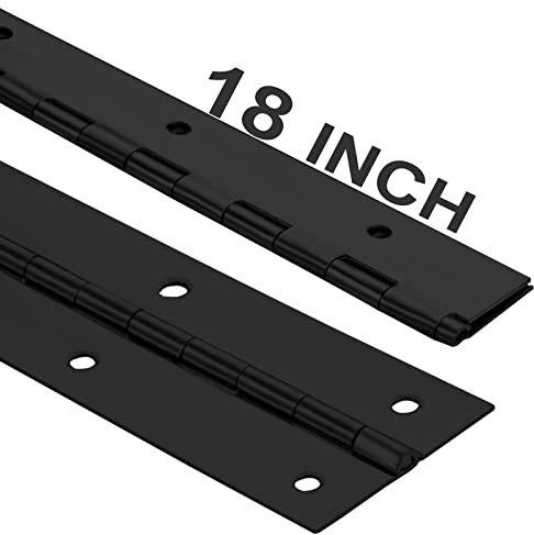 2Pack Heavy Duty Piano Hinge, 2 Open Width x 18 Continuous & Piano Hinges, 0.06” Thick Stainless Steel Piano Hinge with Holes, Black Stainless Furniture Hinges for Cabinet Door Cases Woodworking