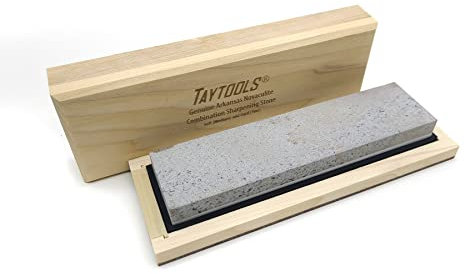 Genuine Soft/Hard Arkansas Novaculite Combination Knife Sharpening Bench Stone 8 x 2 x 1 in Wood Box (Soft/Hard, 8x2x1)