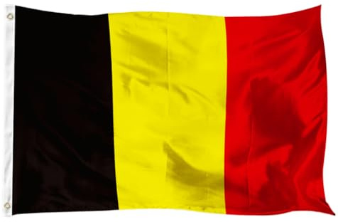 150x90cm Belgische Flagge, Belgien Fahne mit 2 Metallösen für den Innen- und Außenbereich, Belgien Nationalflagge in leuchtenden Farben, dekoriert bei Sportveranstaltungen, Partys, Paraden