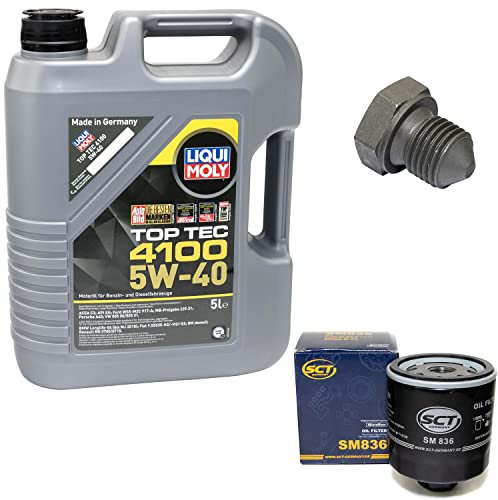 Motoröl Set Top Tec 4100 5W-40 5 Liter + Ölfilter SM836 + Ölablassschraube 03272