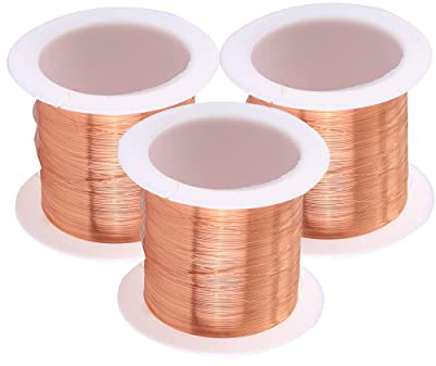 SKYPRO Magnetdraht, emaillierter Kupferdraht, emaillierter Magnetwicklungsdraht, natürliche Temperaturbewertung, weit verbreitet für Transformatoren, Induktoren, 0,1 mm x 50 m, 3 Spulen
