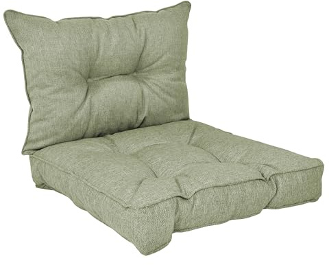 POKAR Loungekissen Stuhlkissen für Stuhl Rattanmöbel Gartenmöbel Kissen, 2er Set (1x Sitzkissen 70x70x10 cm + 1x Rückenlehne 70x40x10 cm), Grün