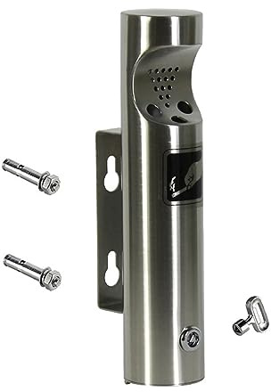 NIDONE Wall Mounted Outdoor Cigarette Butt Ashtray,Wall Mounted Cigarette Bin Stainless Steel Weatherproof Lockable Smoke Ash Tray for Pub Office Restaurant Bar, Black 11.22x2.44 inch