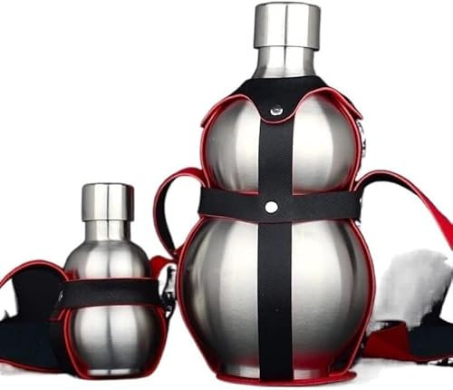 Flasque de hanche, flacons de hanche portables, flacon de hanche grande gourde en acier inoxydable, flacon d'alcool, 250 ml, 500 ml, 1500 ml, étui en cuir, grande capacité, portable for voyage (couleu