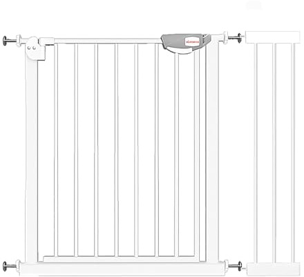 UBRAVOO Babygitter für Türen und Treppen, Höhe 100 cm, Sicherheits-Haustiergitter, Spannungstyp, automatische Schließung, hohe Ausführung, dreifache Verriegelung, offen (Breite: 95-104cm) Weiß