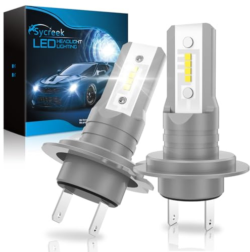 Sycreek H7 LED-lampa, 18 000 lm, 6 500 K, extremt ljus, vit, strålkastarlampa, IP68 vattentät, allt-i-ett-plug and play, 2-pack