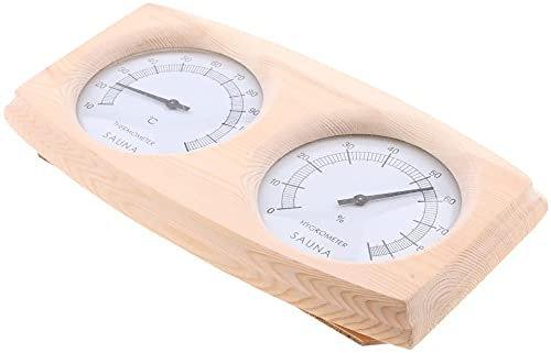 DOOKAA Thermometer Holz Thermometer aussen 2 in 1 Holz-Innen-Außenthermometer und -Hygrometer für Saunaraum 14X26cm