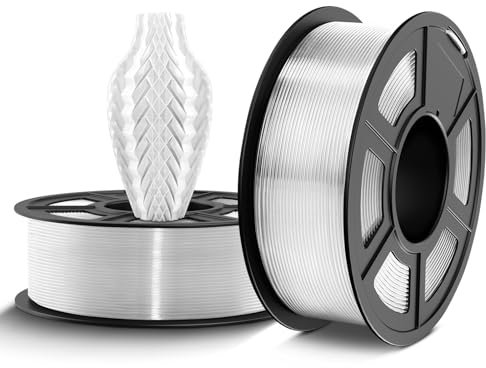 TECBEARS PETG Filament 1.75 mm Transparent 2 kg, Stärker Zähigkeit PETG 3D Drucker Filament, 2 Spulen, 1kg pro Spule, Maßgenauigkeit +/- 0,02 mm, Kompatibel mit FDM Drucker