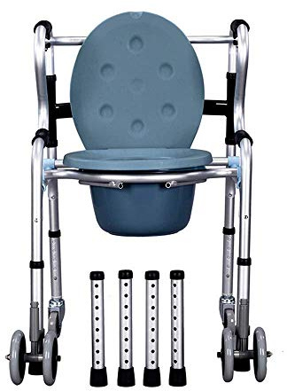 Fällbar Rollator Lättviktsrullator Med Hjul, Höjdjusteringsrullator För Äldre/Toalettstol/Transportstol, Stöd 300 Pund