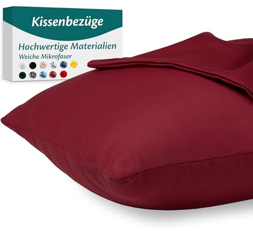 Kissenbezug 50x70 – Mikrofaser Oeko-TEX Zertifiziert – Bordeaux – 2er Set Kopfkissenbezug für Kissen 50 x 70 Weich & Atmungsaktiv – Kissenbezüge Hypoallergen Waschbar mit Verdecktem Reißverschluss