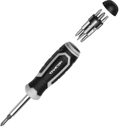 Tournevis multifonction avec embouts dans le manche 18 en 1 TRACER | Tournevis réversible avec embouts cruciformes/plats/Torx/Pozi/carrés | Parfait pour les bricoleurs