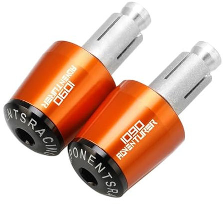 BCOTNHZT Motorrad Lenkerenden Für 1090 Adventure R 2017-2023 2022 2021 Motorrad CNC Lenker Griff Enden Stecker Slider Abdeckung(ORANGE)