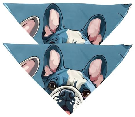 Hundehalstuch, französische Bulldogge, waschbar, Dreieckstuch für kleine, mittelgroße und große Hunde, Katzen, Haustiere, 2 Stück