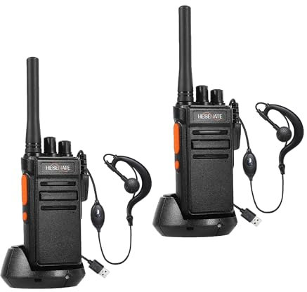 HESENATE HT66 Funkgeräte Set, PMR446 Lizenzfreies Woki Toki, Große Reichweite Walkie Talkie, Professionelles Funkgerät 16 Kanäle Walky Talky Handfunkgerät Scan VOX mit Kopfhörer (Schwarz, 2er Set)