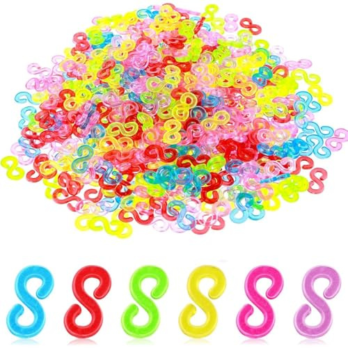 ZKGYUS 500 pezzi S Clip Nastri Chiusure Clip Nastri Accessori Elastici In Plastica Per Bracciali Gioielli Bands Uncinetto Chiusura Strumento Colorato Set