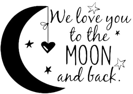 Wir lieben dich bis zum Mond und zurück Wandtattoo Kinderzimmer Zitate Mond und Sterne Wandaufkleber Kinderzimmer Ideen Kinderzimmer-S-30x42cm-Black