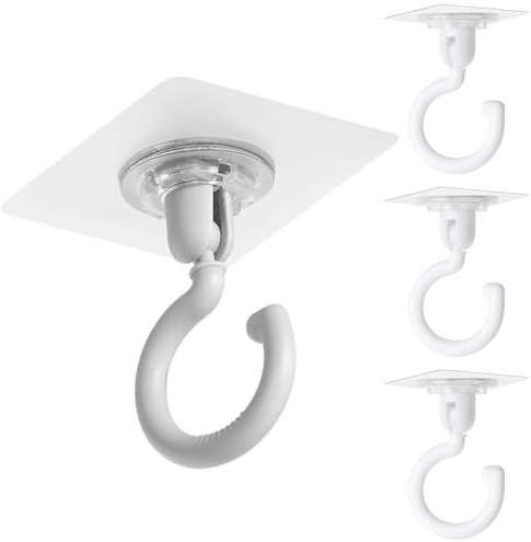 Bangbobi Ganci Adesivi per Soffitto Extra Forti - 4 Pezzi Ganci da Soffitto Trasparenti Autoadesivi senza Foratura, Ganci da Parete Impermeabili per Bagno Cucina Ufficio Camera da Letto