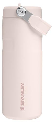 Stanley IceFlow Flip Straw 2.0 Water Bottle 16 oz | Built-In Straw with Larger Opening | Lightweight and Leak Resistant | Insulated Stainless Steel | BPA-Free | Rose Quartz
