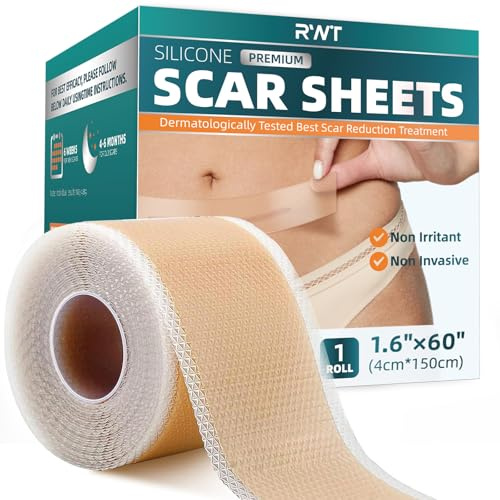 Silicone Scar Sheets, Silicone Scar Tape for Surgical Scars - 60 x 1.6 Roll - 1.5M, Medical Grade Reusable Effective Scar Removal for Keloid, C-Section, Tummy Tuck, and Acne