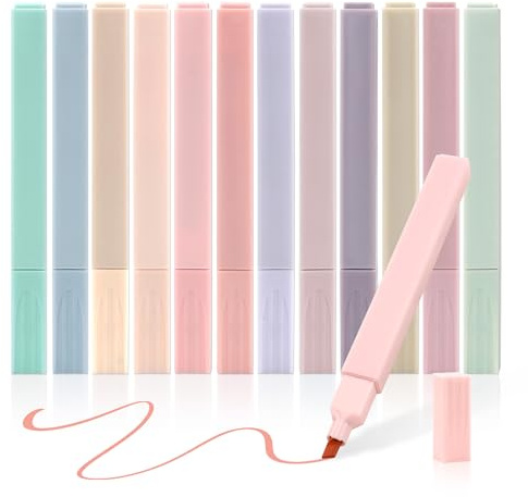 Yicelerate Textmarker Pastell Set,12 Stück,Pastell Marker,Highlighter Pen,Marker Highlighter Stifte,Bibel Textmarker