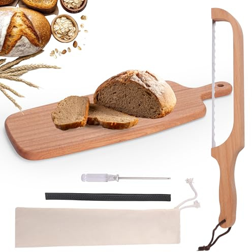 Sourdough Bread Knife and Wooden Breadboard Kit,16 Bread Slicer with Sawtooth Stainless Steel Bread Slicer to Cutting Thin Slices,ldeal for Homemade Bread,Sourdough,Baguettes and More