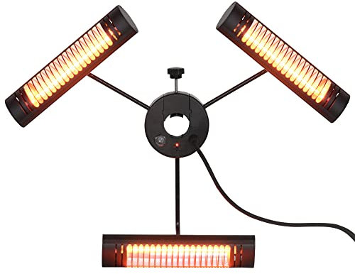 Outsunny Calefactor Eléctrico de Exterior con 1000W/2000W/3000W, Estufa de Infrarrojos con 3 Niveles de Calor, Control Remoto, Protección IPX5, Aleación de Aluminio para Sombrilla Gazebo Jardín, 12 m²