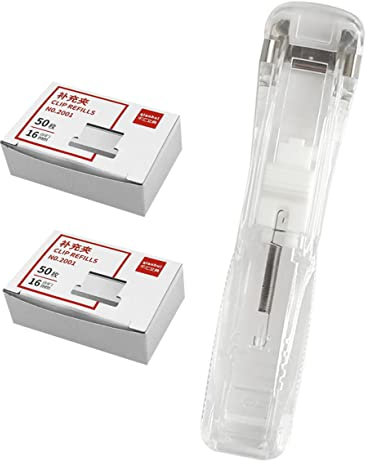 Homoyoyo Markless Stapler for Household Use Featuring Clam Clip Dispenser and Portable Design for Students and Office Settings Ensuring Seamless Paper Clip Organization and Efficient Docume