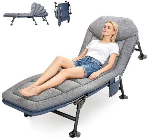 Cozykimo Feldbett Klappbar 190x68x30 cm Sonnenliege Klappbar Leicht Liegestuhl Garten bis 150kg | Gartenliege Zusammenklappbar mit Matratze | Campingbett Verstellbare | Campingliege (Gray/a)