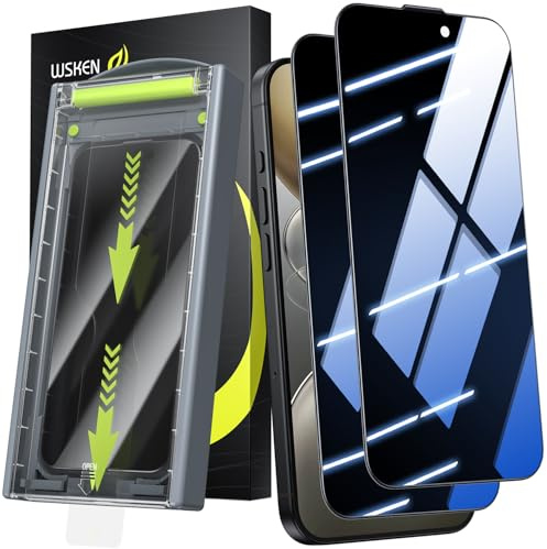 WSKEN für iPhone 15 Pro für Panzerglas Sichtschutz - [24°Anti Spy][Auto Dust-Elimination] 9H Privacy Anti Reflexion Schutzfolie Full Screen Displayschutz Folie,Anti Fingerabdruck,Bläschenfrei