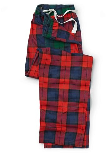 THE SAVILE ROW COMPANY LONDON Men's 100% Brushed Cotton Soft Pyjama Bottom Lounge Pants - Red Window Check - L