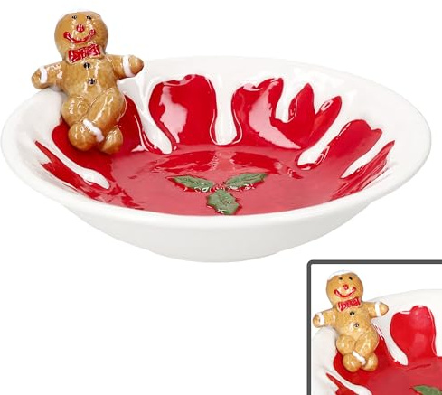 MamboCat Gebäckschale Weihnachtsstern aus Steingut I Ø21,7cm, 400ml I Weihnachtsschale mit Lebkuchenmann-Dekor mit 3D-Optik I Kekse, Pralinen & Co. I Nikolaus, Advent, Weihnachten
