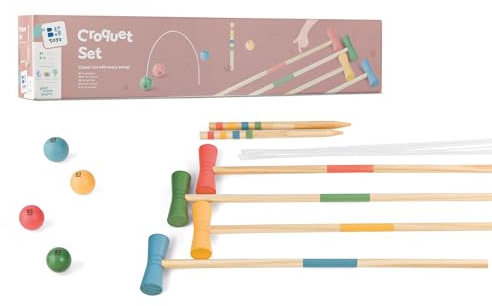BS Toys – Holz-Krocket-Set – Schlagen Sie die Bälle durch die Tore – 2-4 Spieler – Ab 3 Jahren