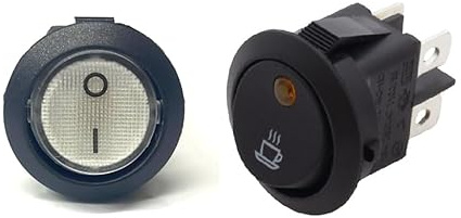 VNC Shop Coppia Interruttori Accensione ed Erogazione compatibile con Faber, Ricambio per Macchina Caffè, 4 Contatti