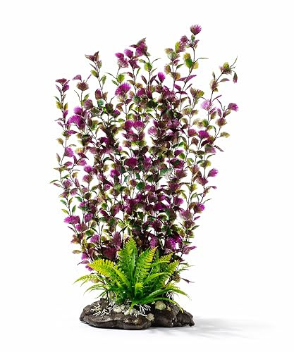 Generisch Aquarium Pflanzen künstlich 40 cm – Große Künstliche Aquariumpflanze, realistische Wasserpflanze für Aquarium Dekoration & Aquascaping mit Tonbasis, naturgetreu für Süß- & Meerwasser