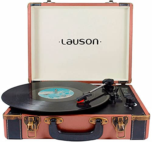 Lauson CL605 Tocadiscos Bluetooth de Vinilo con Altavoces | Tocadiscos Maleta Vintage 3 velocidades | USB | Grabación de Vinilo | Entrada AUX RCA | Entrada para Auriculares