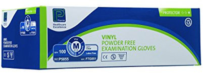 Premier Protector Vinyl Examination Gloves - Non Sterile - Clear - Size: Medium - Pack: 100 (Ref P5855)