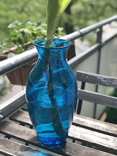 Maison Zoe Glasvase aus Recycling-Glas Belina - türkis - groß - Durchmesser ≈ 12cm Höhe ≈ 29cm - 100% Handmade - Blumenvase - Vase mundgeblasen - Dekovase - Tischvase