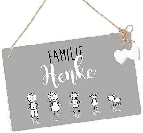 Türschild Familie personalisiert, Familienschild Haustür, Namensschild als persönliches Geschenk mit Namen zum Einzug, Umzug, Familienzuwachs