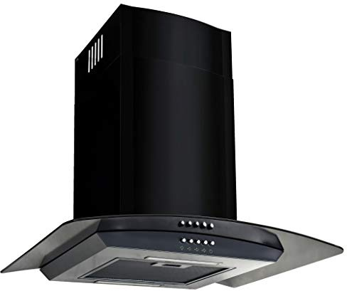 mewmewcat Hotte Murale avec des lumières LED Acier Inoxydable 60 x 45 x (43-70) cm Noir