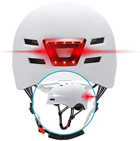 Beeper ME135M-W Fahrradhelm, Tretroller mit integrierten Vorder- und Rücklichtern, Weiß, M