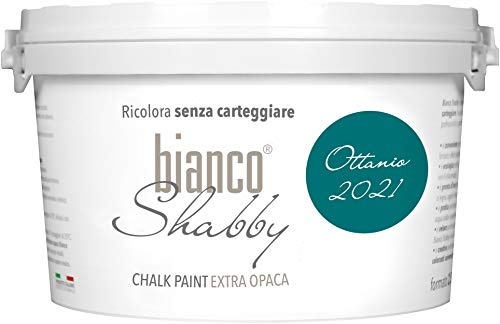 bianco Shabby® Chalk Paint Ottanio (2021) Kritfärg för möbler och väggar, vintage-effekt, shabby chic, extra matt (2,5 liter)